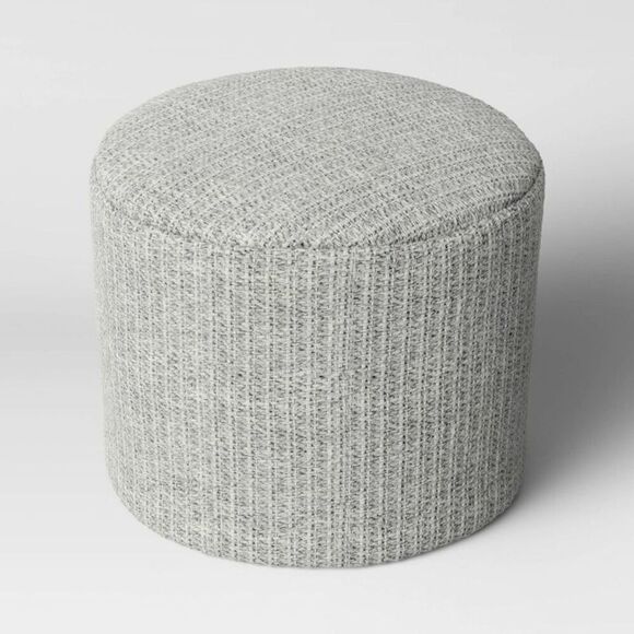 Threshold -  Round Floor Pouf Ottoman Transitional Fo Gray - Picture 1 of 4